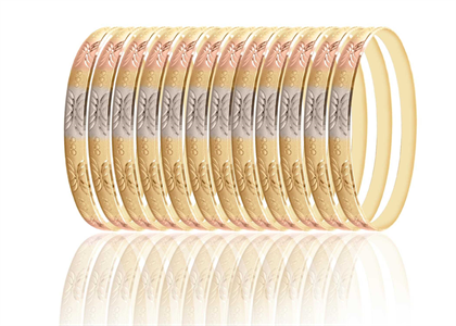 3 Tone Plated | High Polish Diamond Cut Bangles